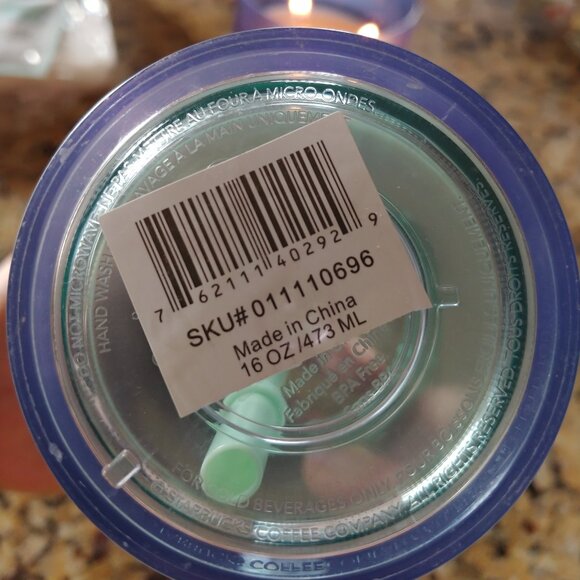 Starbucks blue/aqua/greenish plastic cup with straw - Picture 2 of 5